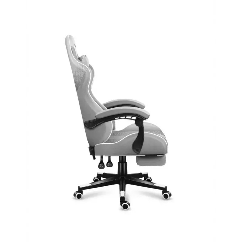 Spēļu krēsls Huzaro FORCE 4.7 Bucket Seat Pelēks — audums, polsterēts sēdeklis un atzveltne, kāju balsts, max svars 140 kg, augstums 113–123 cm