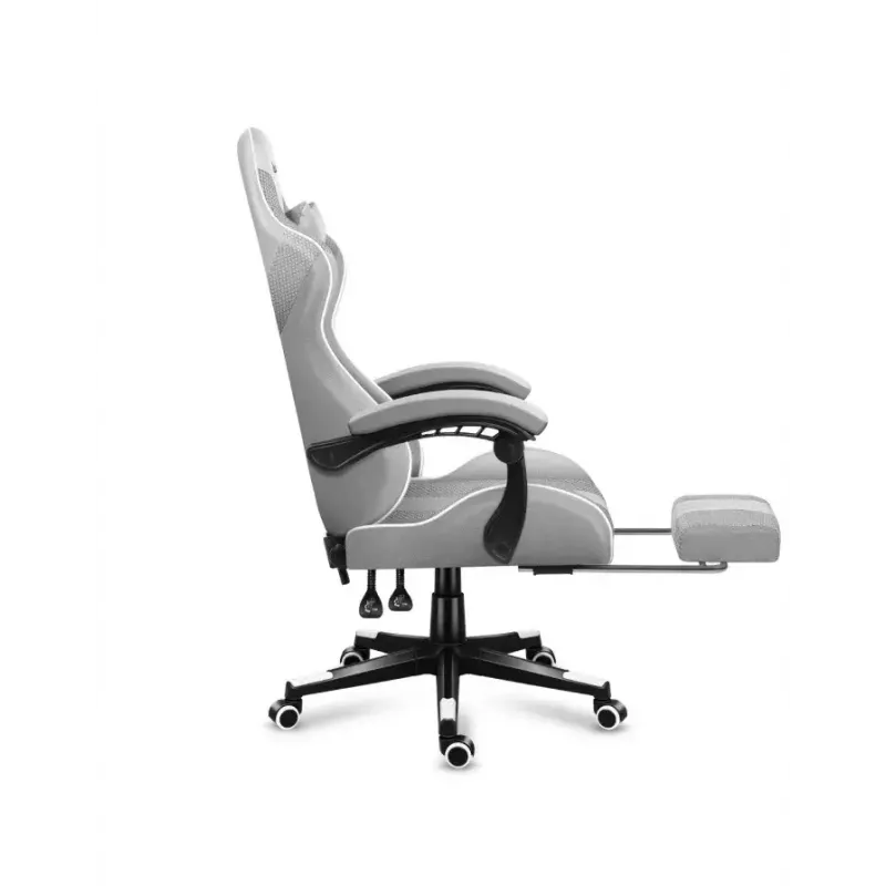 Spēļu krēsls Huzaro FORCE 4.7 Bucket Seat Pelēks — audums, polsterēts sēdeklis un atzveltne, kāju balsts, max svars 140 kg, augstums 113–123 cm