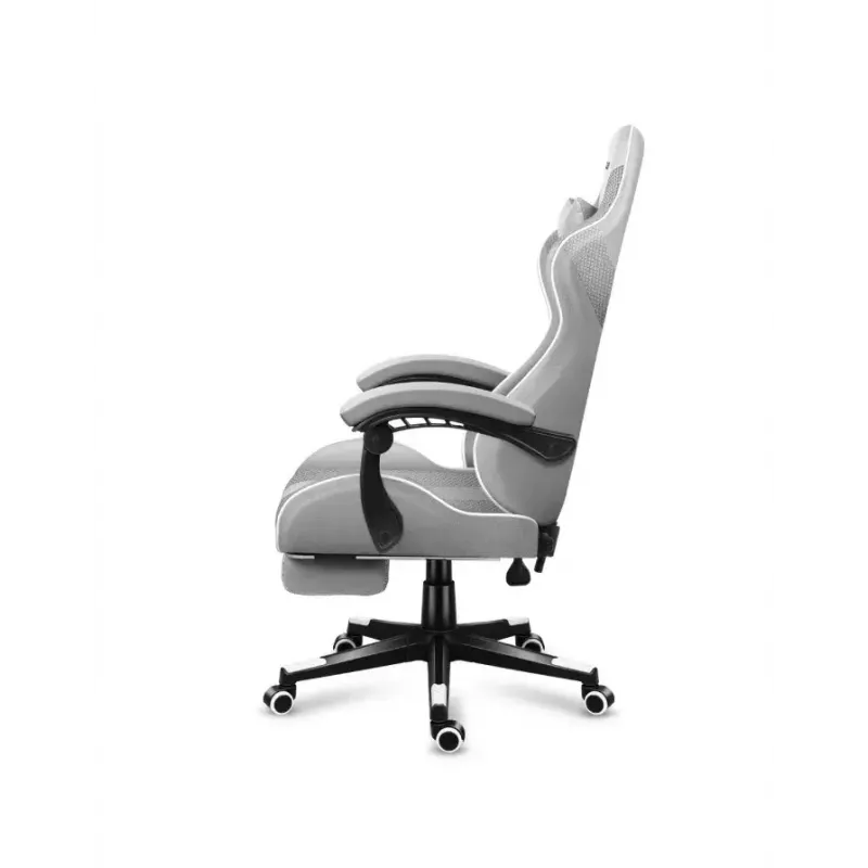 Spēļu krēsls Huzaro FORCE 4.7 Bucket Seat Pelēks — audums, polsterēts sēdeklis un atzveltne, kāju balsts, max svars 140 kg, augstums 113–123 cm
