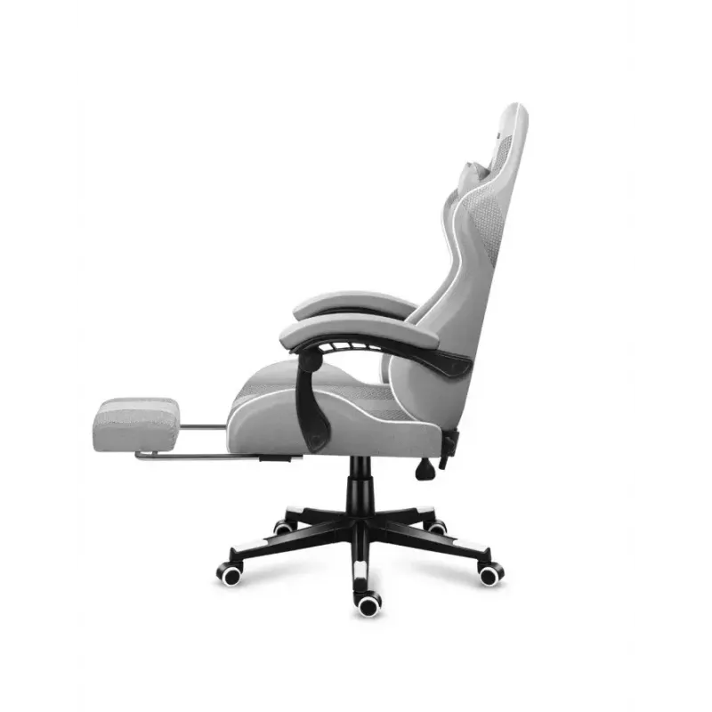 Spēļu krēsls Huzaro FORCE 4.7 Bucket Seat Pelēks — audums, polsterēts sēdeklis un atzveltne, kāju balsts, max svars 140 kg, augstums 113–123 cm