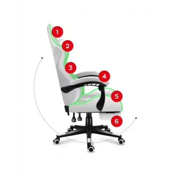 Spēļu krēsls Huzaro FORCE 4.7 RGB White — auduma kausveida sēdeklis