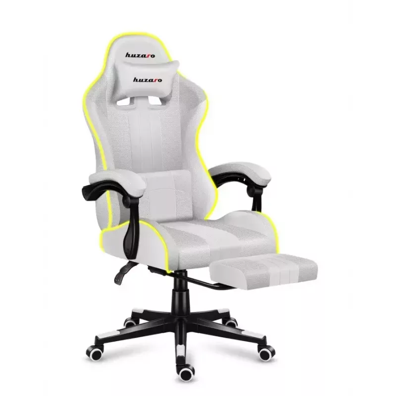 Spēļu krēsls Huzaro FORCE 4.7 RGB White — auduma kausveida sēdeklis