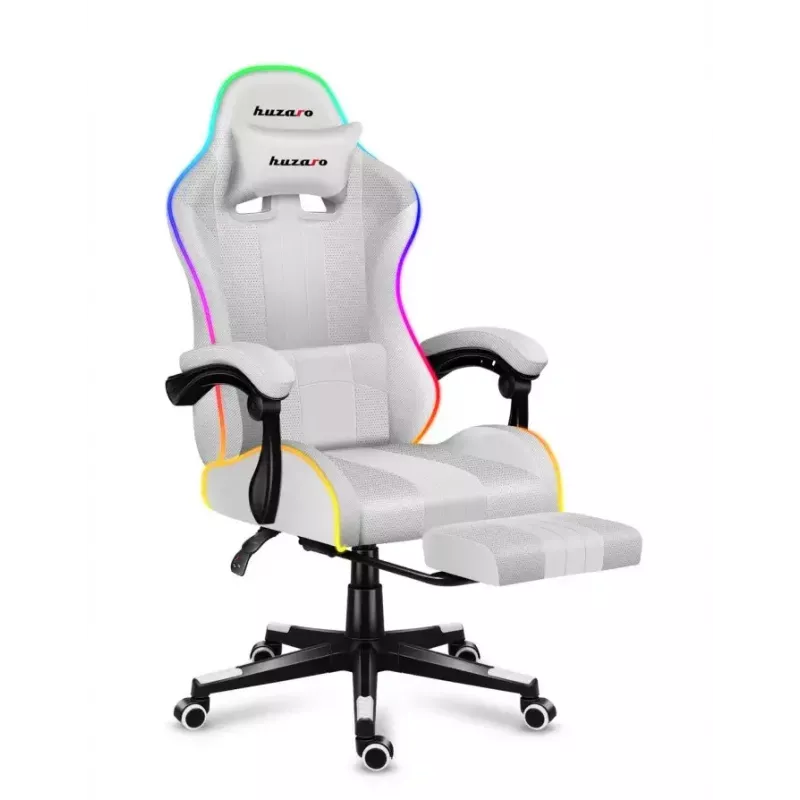 Spēļu krēsls Huzaro FORCE 4.7 RGB White — auduma kausveida sēdeklis