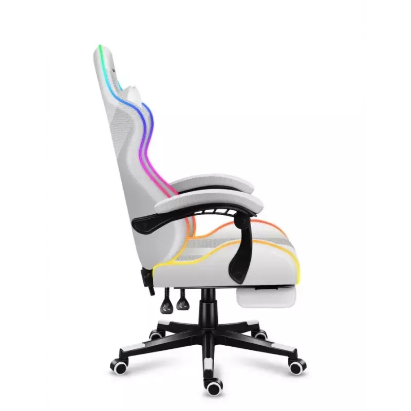 Spēļu krēsls Huzaro FORCE 4.7 RGB White — auduma kausveida sēdeklis