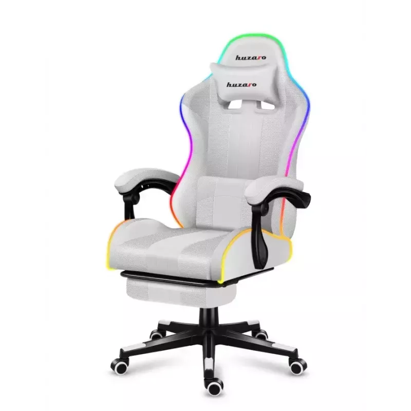 Spēļu krēsls Huzaro FORCE 4.7 RGB White — auduma kausveida sēdeklis