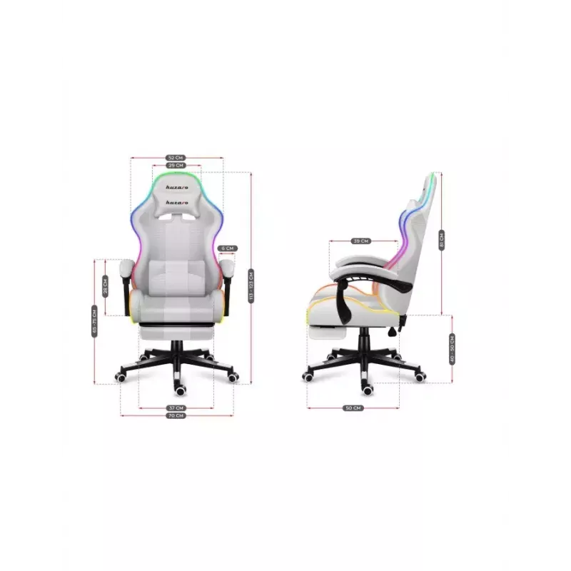 Spēļu krēsls Huzaro FORCE 4.7 RGB White — auduma kausveida sēdeklis