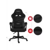 Spēļu krēsls Huzaro FORCE 4.4 CARBON — auduma kausveida sēdeklis, augstums 115–125 cm, max slodze 130 kg, tērauda pamatne, regulējami roku balsti