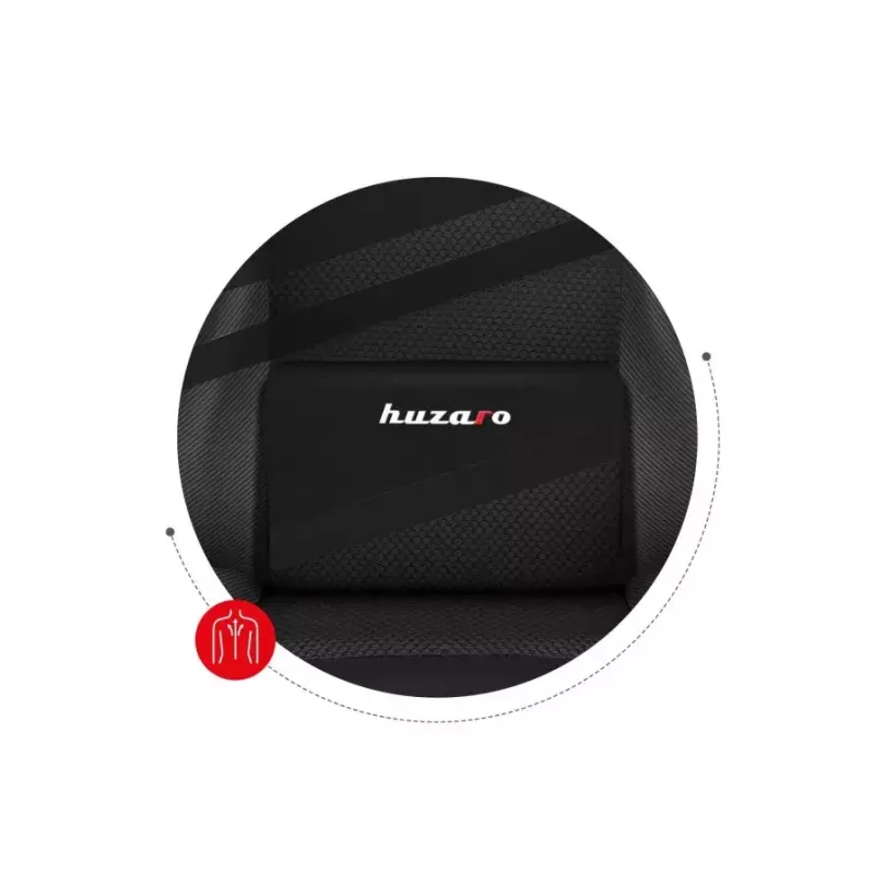 Spēļu krēsls Huzaro FORCE 4.4 CARBON — auduma kausveida sēdeklis, augstums 115–125 cm, max slodze 130 kg, tērauda pamatne, regulējami roku balsti