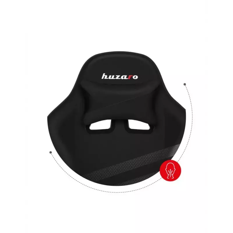 Spēļu krēsls Huzaro FORCE 4.4 CARBON — auduma kausveida sēdeklis, augstums 115–125 cm, max slodze 130 kg, tērauda pamatne, regulējami roku balsti