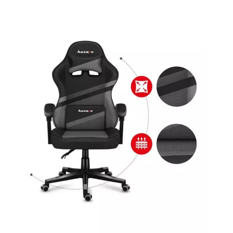 Spēļu krēsls Huzaro FORCE 4.4 Bucket Seat Melns Pelēks