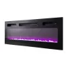 TV skapis Cama Meble EVA ar elektrisko kamīnu 180×40×52 cm, balts rāmis, spīdīgi baltas durvis, MDF virsma