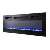 TV skapis Cama Meble EVA ar elektrisko kamīnu 180×40×52 cm, balts rāmis, spīdīgi baltas durvis, MDF virsma