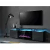 TV skapis Cama Meble EVA ar elektrisko kamīnu 180x40x52 cm grafīts/spīdīgs grafīts