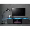 TV skapis Cama Meble EVA ar elektrisko kamīnu 180x40x52 cm grafīts/spīdīgs grafīts