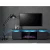 TV skapis Cama Meble EVA ar elektrisko kamīnu 180x40x52 cm grafīts/spīdīgs grafīts
