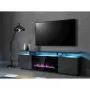 TV skapis Cama Meble EVA ar elektrisko kamīnu 180x40x52 cm grafīts/spīdīgs grafīts