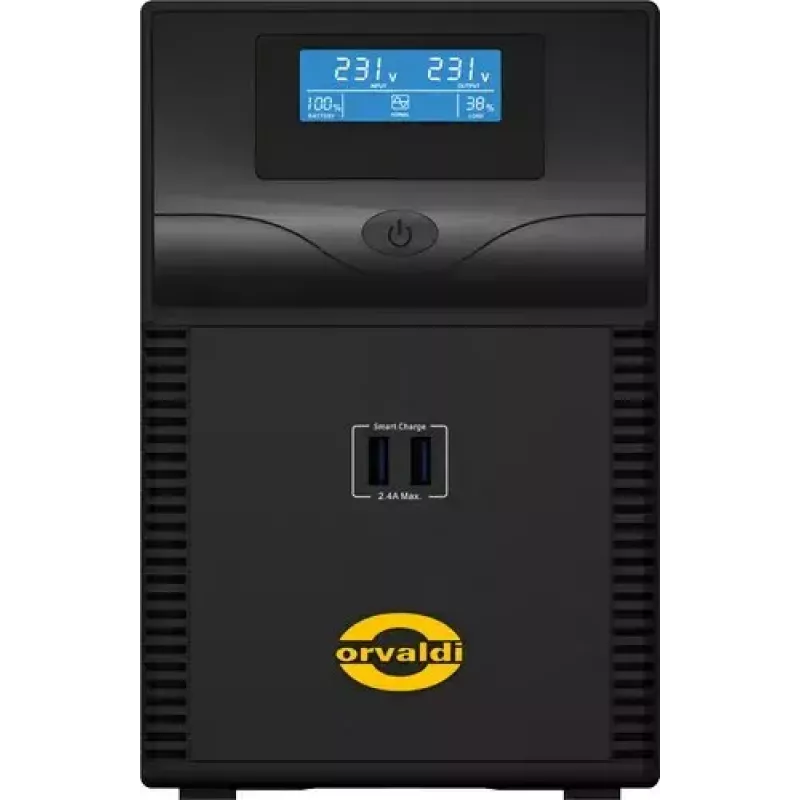 UPS Orvaldi ID1K5CH 1.5 kVA (900 W) Line-Interactive, 24 V akumulators, LCD, USB, kompakts melns