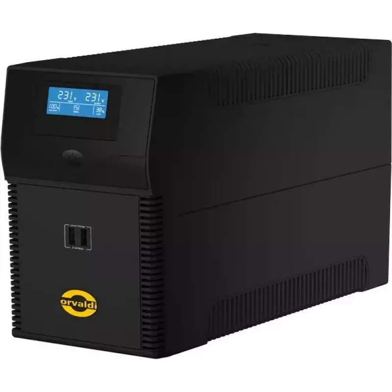 UPS Orvaldi ID1K5CH 1.5 kVA (900 W) Line-Interactive, 24 V akumulators, LCD, USB, kompakts melns