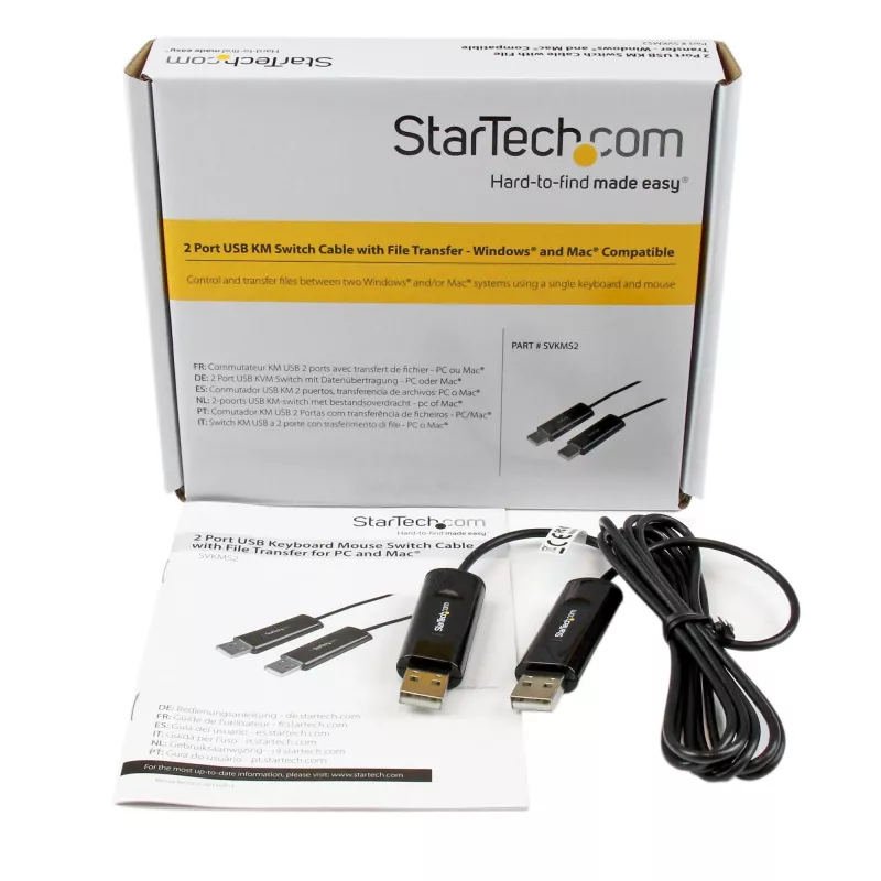 StarTech.com KM Slēdža kabelis ar failu pārsūtīšanu Mac un PC - USB 2.0
