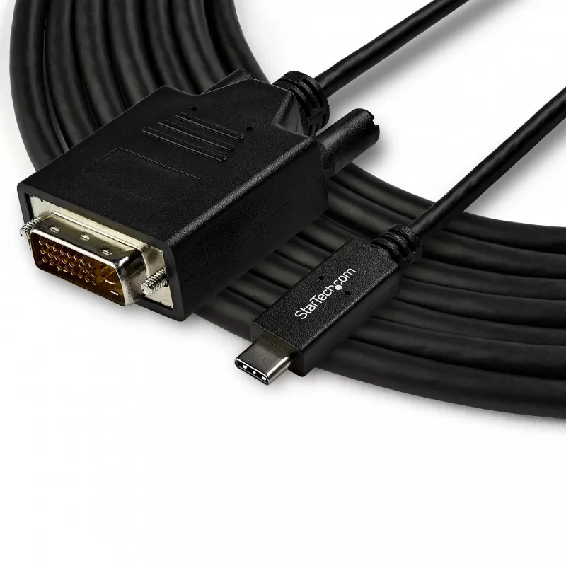 StarTech.com 10ft (3m) USB-C uz DVI kabelis - 1080p (Single Link) USB Type-C (DP Alt Mode HBR2) uz DVI-D digitālā video adaptera kabelis - darbojas ar Thunderbolt 3 - klēpjdatora savienošana ar DVI monitoru