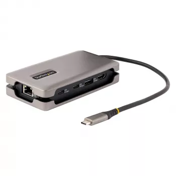 StarTech.com USB-C daudzportu adapteris, 4K 60Hz HDMI 2.0b, HDR, USB 3.2 Gen 2 10Gbps centrmezgls (2xUSB-C, 1xUSB-A), 100W PD caurlaide, mini ceļojumu dokstacija, 30cm kabelis, klēpjdatora dokstacija