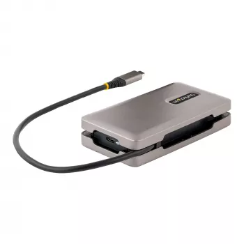 StarTech.com USB-C daudzportu adapteris, 4K 60Hz HDMI 2.0b, HDR, USB 3.2 Gen 2 10Gbps centrmezgls (2xUSB-C, 1xUSB-A), 100W PD caurlaide, mini ceļojumu dokstacija, 30cm kabelis, klēpjdatora dokstacija