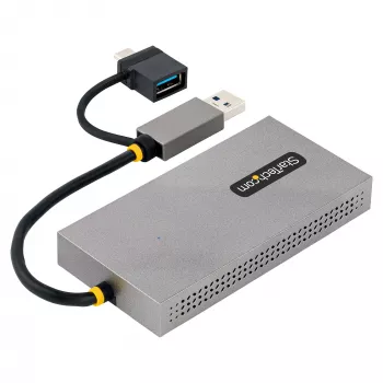 StarTech.com USB uz Diviem HDMI Adapteris, USB A/C uz 2x HDMI Displejiem (1x 4K30Hz, 1x 1080p), Integrēts USB-A uz C Pārejas Kontaktspraudnis, 11cm Kabelis, USB 3.0 uz HDMI Displeja Adapteris, Windows & macOS