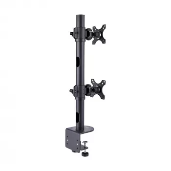 StarTech.com Galda stiprinājums 2 vertikāli sakrautiem monitoriem, līdz 49 collām, 32 kg, C-skava, ātrās atbrīvošanas VESA sistēma, TAA