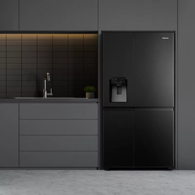Ledusskapis Hisense RS818N4TFC, sānu pie sāna, brīvstāvošs, 632 L, melns, nerūsējošais tērauds