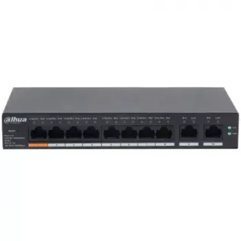 Pārvaldāms L2 Gigabit PoE slēdzis DAHUA CS4010-8GT-60 — 10x Gigabit (10/100/1000), 20 Gbit/s, 8000 MAC, galda/pie sienas montāža, melns