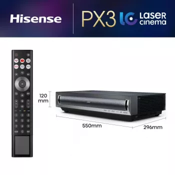 Projektors Hisense PX3 Ultra īsā fokusa 4K 2800 ANSI lūmeni Melns, Tumši pelēks