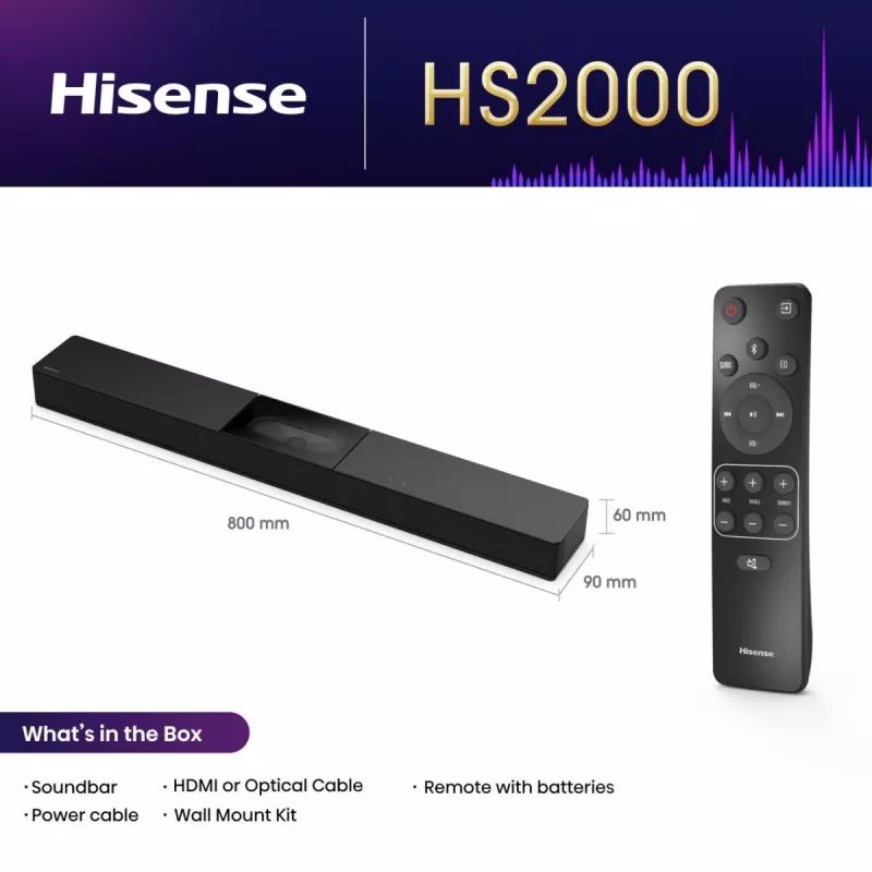 Hisense HS2000 2.1 kanālu skaņas josla 240 W