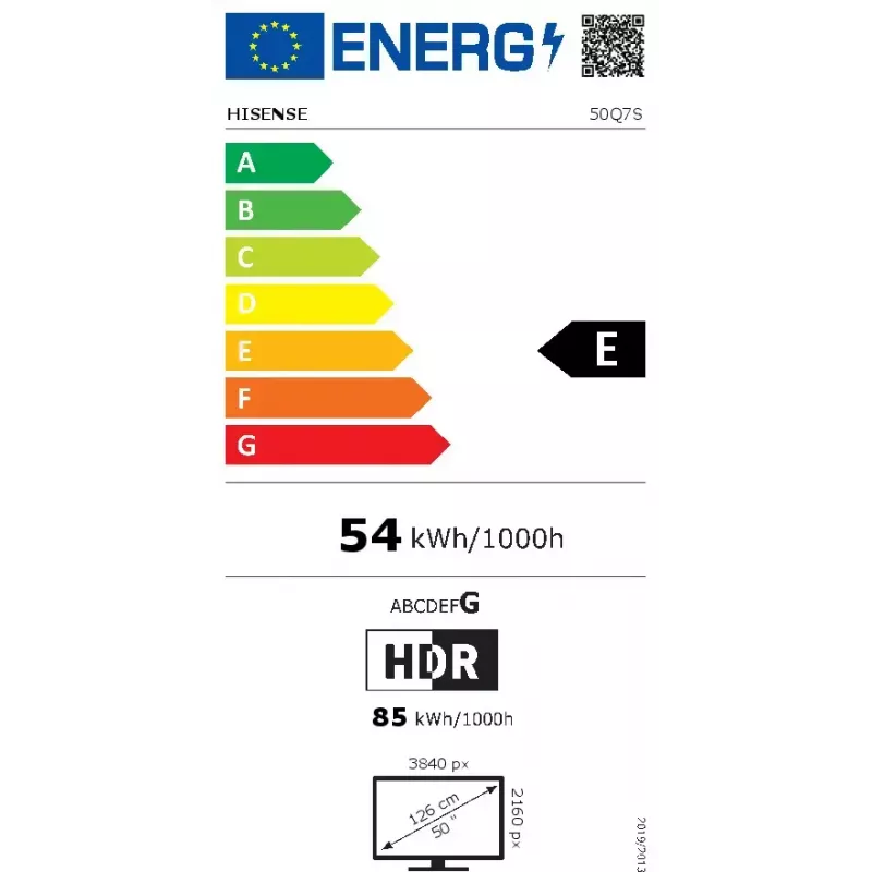 Televizors Hisense 50Q7S 50 collas (127 cm) QLED 4K Ultra HD Smart TV, Direct-LED, HomeOS, Wi-Fi, Melns