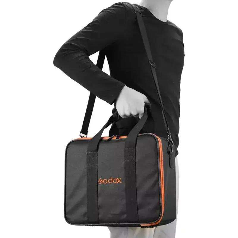 Kameras korpusa maciņš Godox CB-12 AD600Pro, flaneļa/neilons, melns/oranžs, ar plecu siksnu