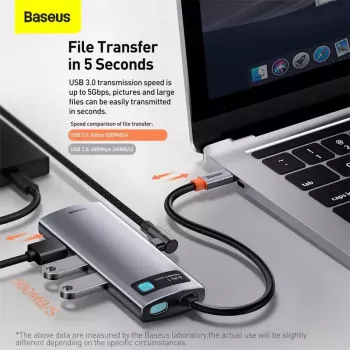 Baseus Metal Gleam USB 3.2 Gen 1 Type-C Pelēks 100W Power Delivery 4K Ultra HD