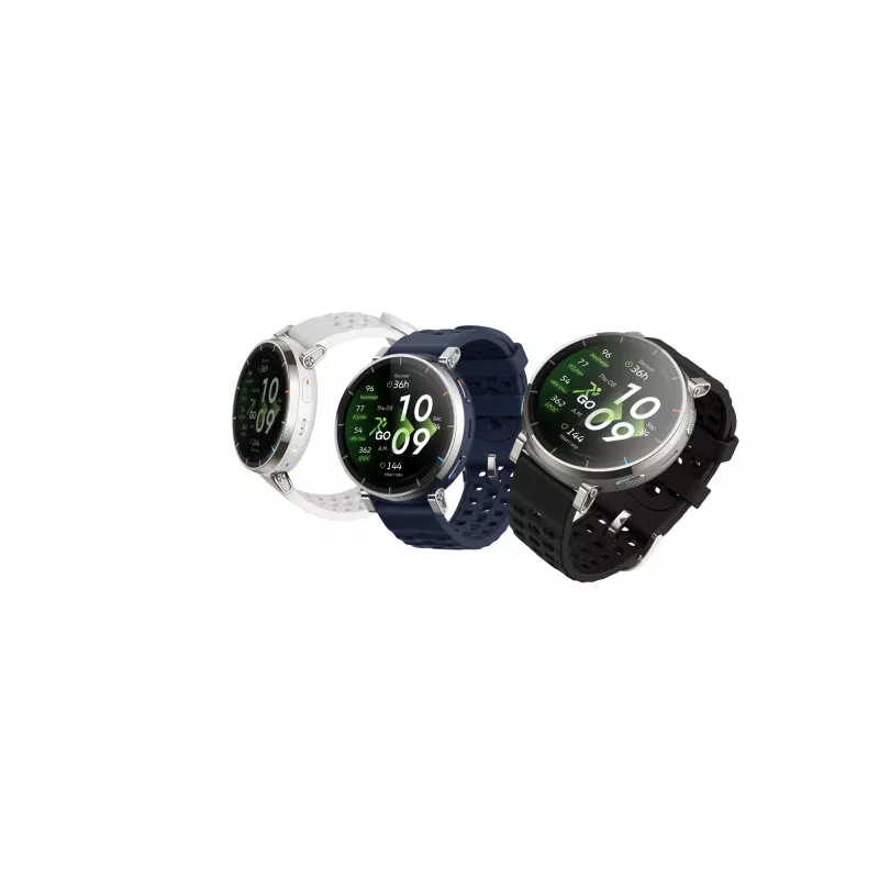 Viedpulkstenis Amazfit Active 3 — 3,35 cm (1,32 collu) AMOLED, 466×466, Skārienekrāns, GPS, 365 mAh, Silikona siksniņa