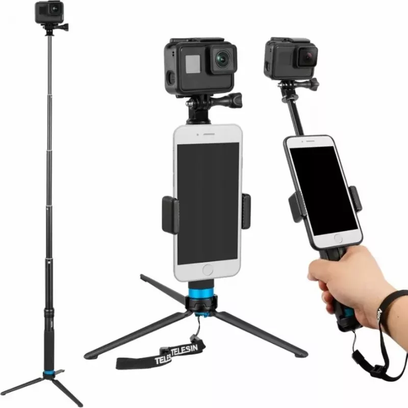 Pašbildes nūja ar statīvu Telesin GP-MNP-090-S regulējams augstums viegls