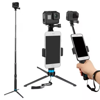 Pašbildes nūja ar statīvu Telesin GP-MNP-090-S regulējams augstums viegls