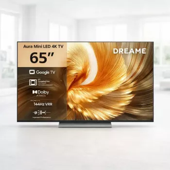Smart TV Dreame Aura S100 65 collu televizors, QLED+ (Mini LED), 4K UHD, Google TV, 144Hz, AI procesors, iebūvēta skaņas josla, melns