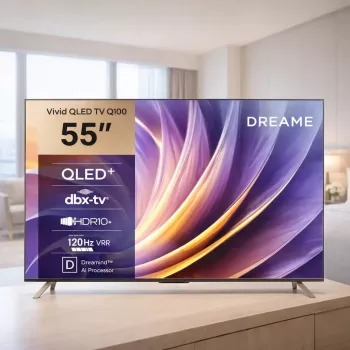 Smart TV Dreame Vivid Q100 55 collas, QLED+, 4K UHD, Google TV, 120Hz, AI procesors, melna