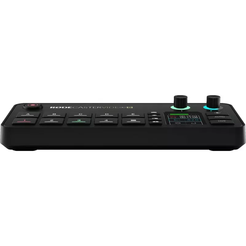 Daudzkanālu podkāstu un tiešraides producēšanas konsole Rode RodeCaster Video S RCVS-E — skārienekrāns, Wi‑Fi, Bluetooth 5.3, 5x USB-C, 3x HDMI ieeja, 1x HDMI izeja, microSD