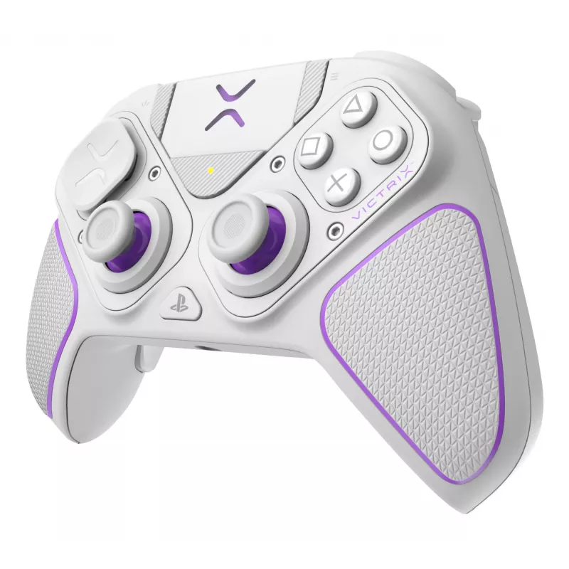 Spēļu kontrolieris VICTRIX PRO BFG 052-002-WH bezvadu/vadu RF/USB, USB-C, 2000mAh, PC/PS4/PS5, violets/balts