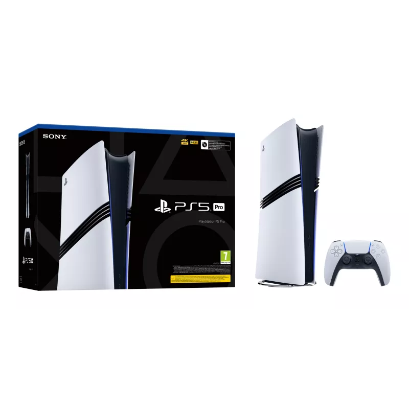 Spēļu konsole Sony PlayStation 5 Pro – 2 TB SSD, GDDR6, Wi‑Fi 6/7, Ethernet, 8K atbalsts, Melns/Balts