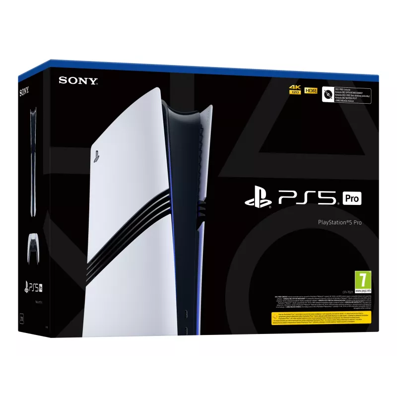Spēļu konsole Sony PlayStation 5 Pro – 2 TB SSD, GDDR6, Wi‑Fi 6/7, Ethernet, 8K atbalsts, Melns/Balts