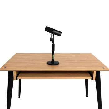 Galda mikrofona statīvs Shure SH-DESKTOP1, apaļa metāla pamatne, vītne 3/8 collas, augstums 26.7–40.6 cm, melns