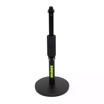 Galda mikrofona statīvs Shure SH-DESKTOP1, apaļa metāla pamatne, vītne 3/8 collas, augstums 26.7–40.6 cm, melns