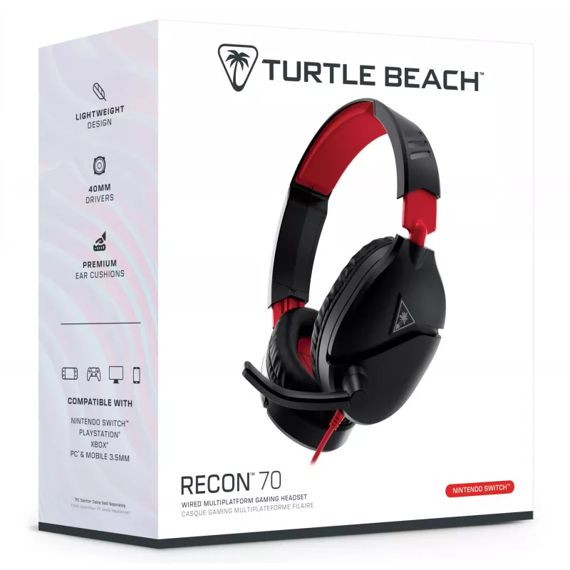 Galvas austiņas Turtle Recon 70 — melnas, vadu stereo, vienas auss uzliesmojuma vadība