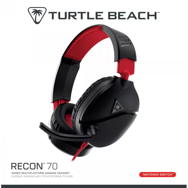 Galvas austiņas Turtle Recon 70 — melnas, vadu stereo, vienas auss uzliesmojuma vadība
