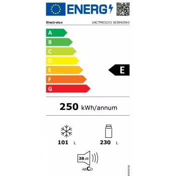Electrolux LNC7ME32X3 Brīvi stāvošs ledusskapis 330 L Nerūsējošais tērauds