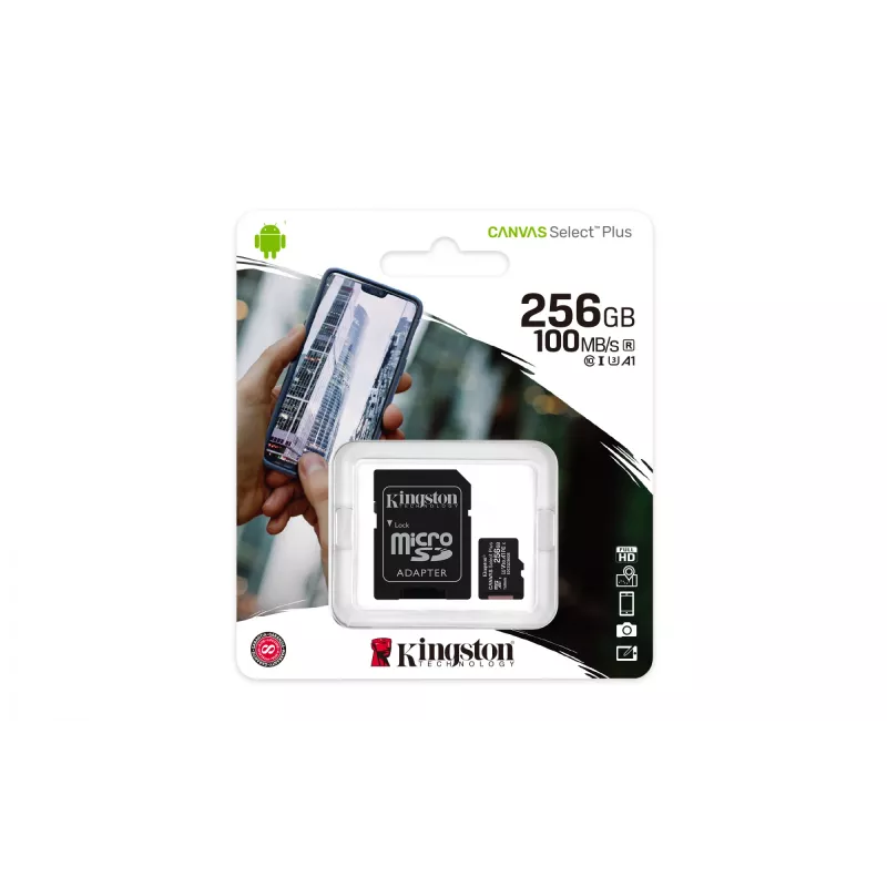 Kingston Canvas Select Plus 256 GB MicroSDXC atmiņas karte + adapteris A1 C10 100R